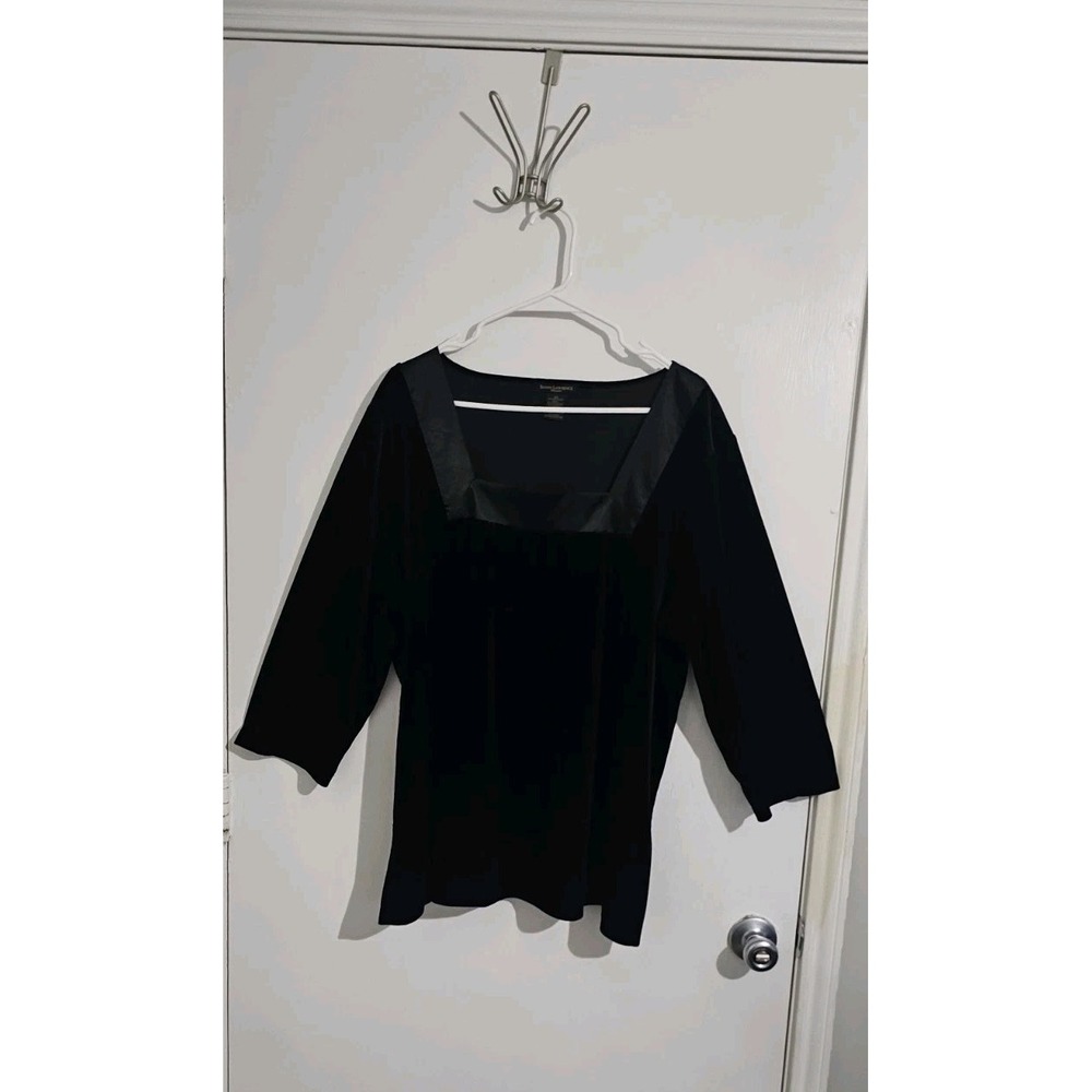 Susan Lawrence Velvet Top Satin Trim Square Neck 3X Whimsigoth Stretch Timeless